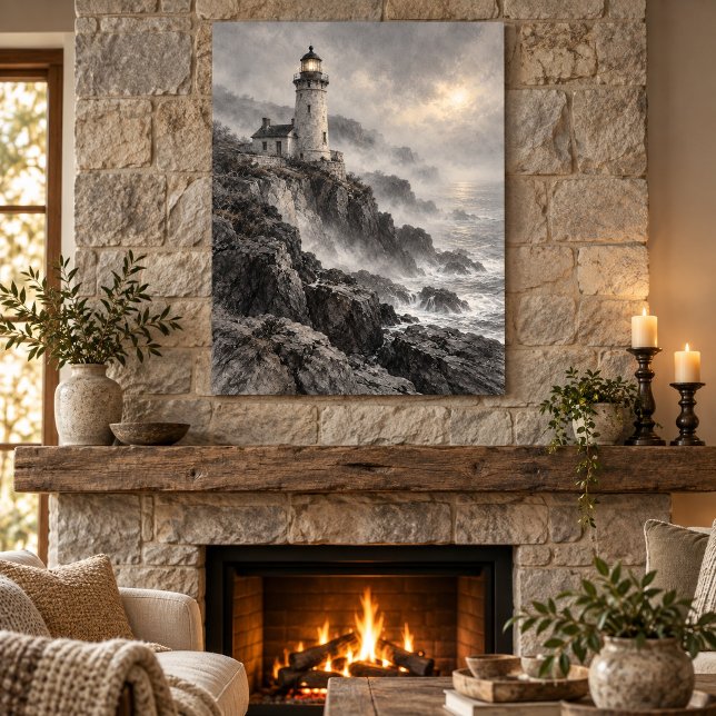 Dimt Fyrtorn Konsttryck Poster (Unframed paper art print. All texture effects are printed. Room styling props are not included.)