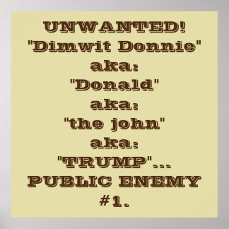 "Dimwit Donnie" Trump, offentlig fiende #1 poster