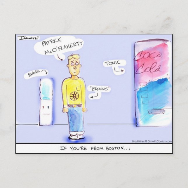 Dimwitz Tecknader "Om du är från Boston" vykort av (Framsida)