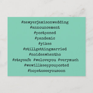 Din 12:a Hashtags-Grönt sköt upp Bröllop Vykort