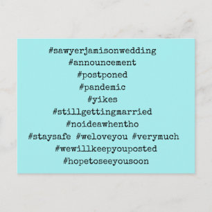 Din 12 Hashtags Aqua sköt upp Bröllop Vykort