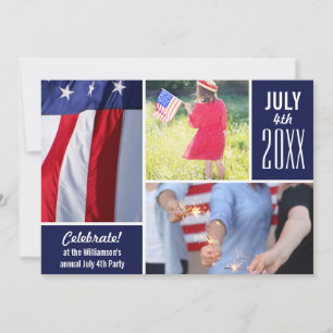 Din 4:e juli-Party Ditt foto Patriotic Inbjudningar