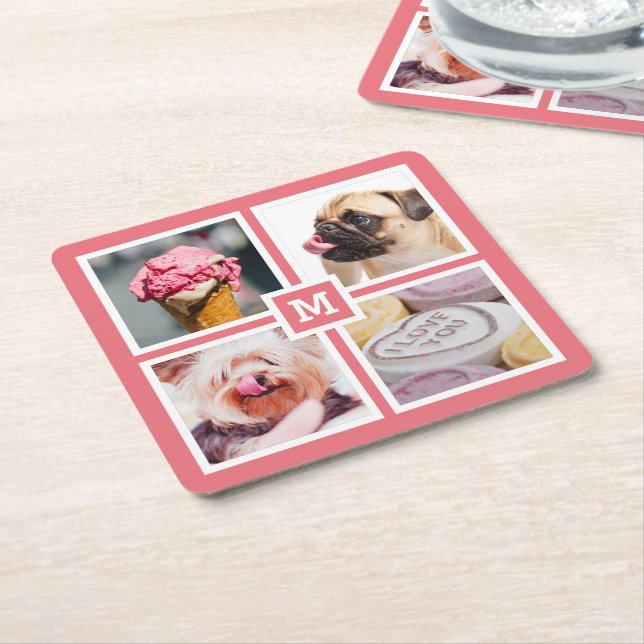 DIN 4 FOTOS & MONOGRAM underlägg Papper Kvadrat (Vinklad)