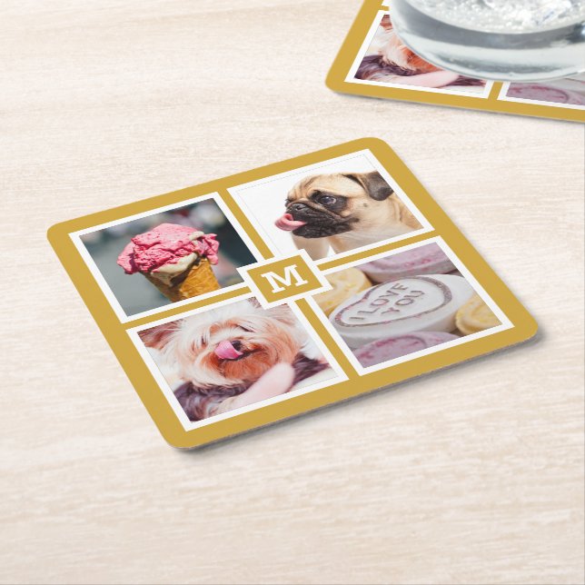 DIN 4 FOTOS & MONOGRAM underlägg Papper Kvadrat (Vinklad)