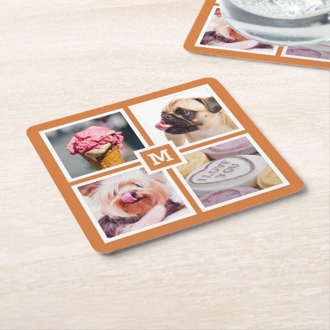 DIN 4 FOTOS & MONOGRAM underlägg Papper Kvadrat (Vinklad)