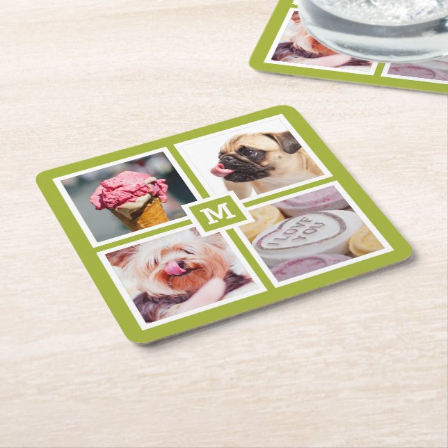 DIN 4 FOTOS & MONOGRAM underlägg Papper Kvadrat (Vinklad)