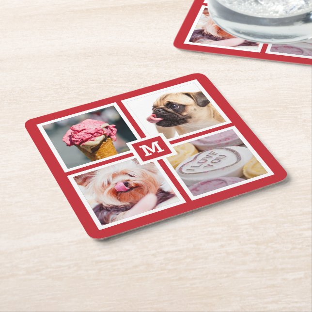 DIN 4 FOTOS & MONOGRAM underlägg Papper Kvadrat (Vinklad)