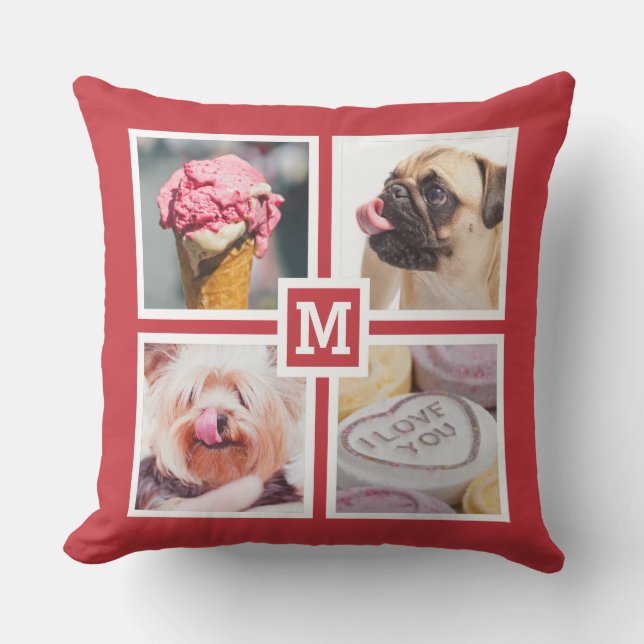 DIN 8 FOTOS & MONOGRAM dekorativ kudde (Framsida)