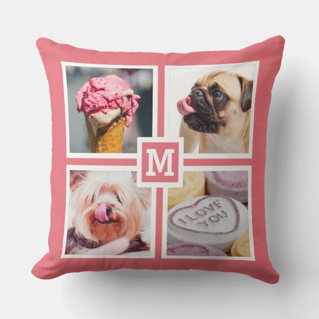 DIN 8 FOTOS & MONOGRAM dekorativ kudde (Framsida)