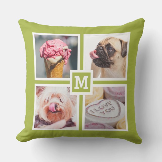 DIN 8 FOTOS & MONOGRAM dekorativ kudde (Framsida)