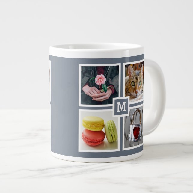 DIN 8 FOTOS & MONOGRAM mugg Jumbo Mugg (Framsida höger)
