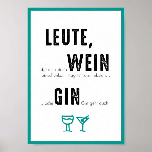 DIN A4 Poster "GIN GEHT AUCH" (Framsidan)