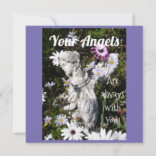 Din Änglar är alltid med din Blommigt Angel Flat Kort