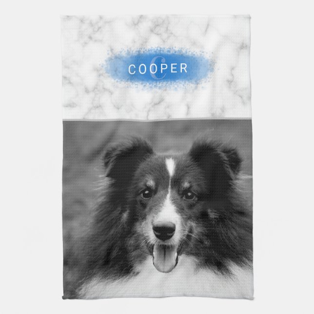 Din anpassade foto och falska marmorerade textur i kökshandduk (Vertikal)