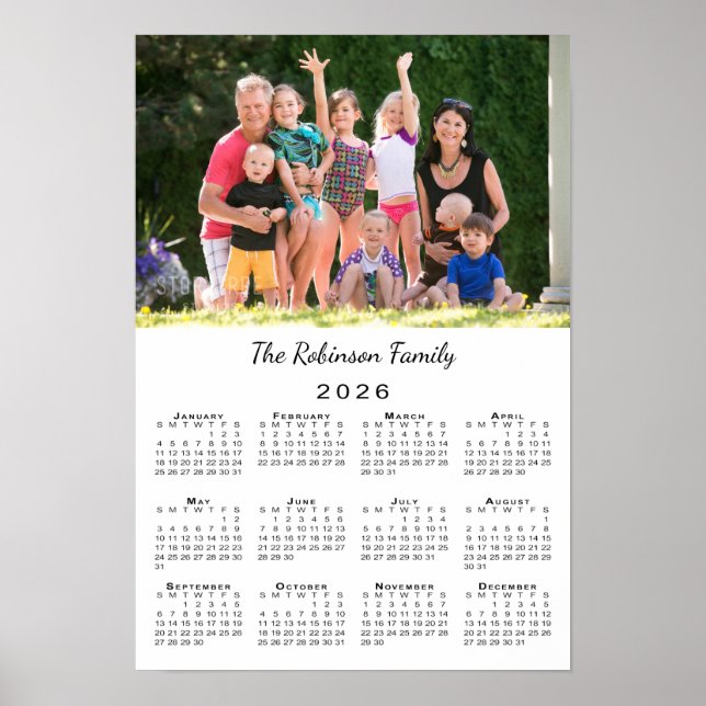 Din anpassade foto- och namnkalender för 2026 poster (Framsidan)