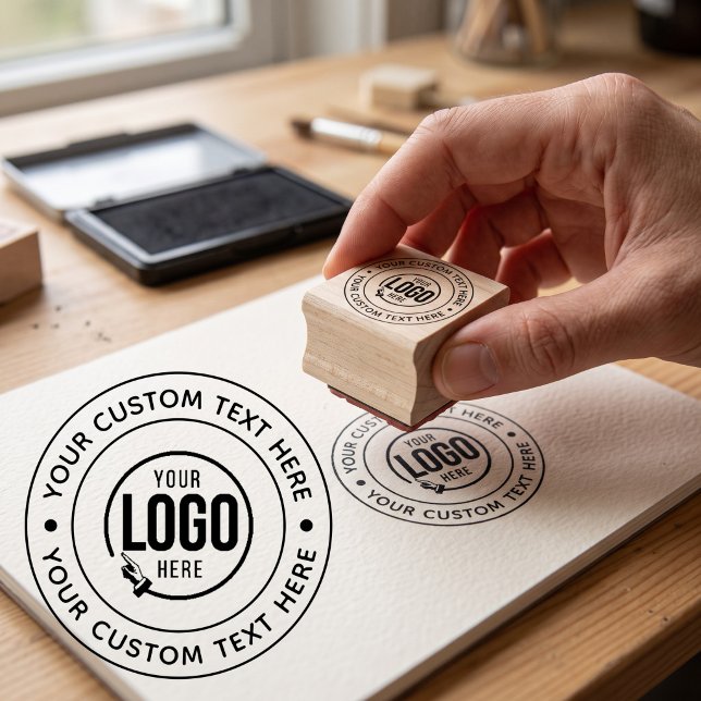 Din anpassade logotyp gummistämpel stämpel (Custom Logo Rubber Stamp – professional, personalized stamp featuring your logo. Ideal for branding)