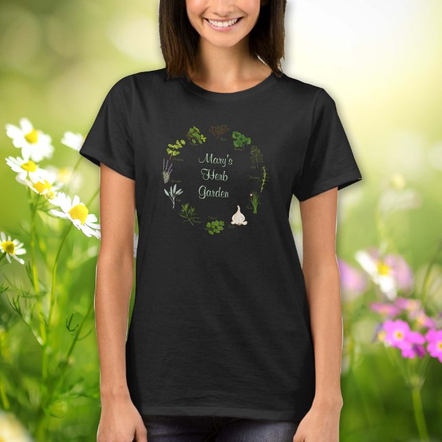 Din anpassade örträdgård t-shirt (Your Custom Herb Garden T-Shirt. Fragrant, flavorful herbs and spices, customize with your text. )