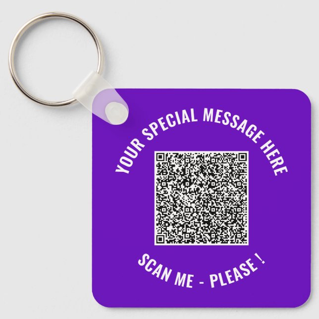Din anpassade QR-kod och textnyckelringsexempel Nyckelring (Framsida)