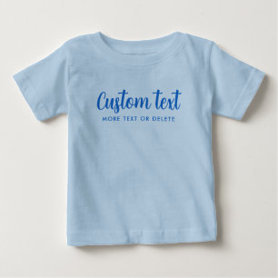 Din Anpassade Text Foto Skript Mall Ljusblå T Shirt