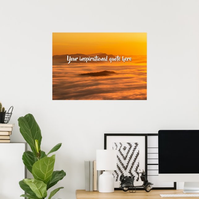 Din anpassade text soluppgång över dimmig landskap poster (Hemmakontoret)
