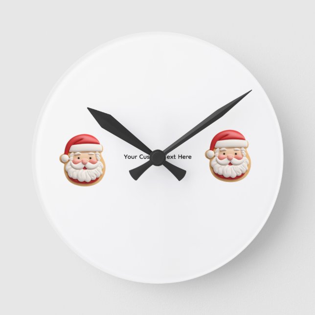Din Anpassade Text Tomte Kaka Jul Rund Klocka (Framsida)
