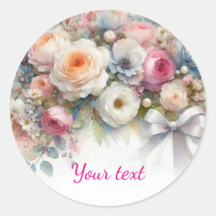Din anpassade text Vattenfärg Blommig Mall Runt Klistermärke