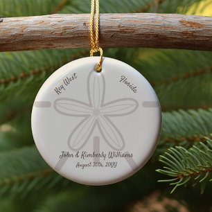 Din Anpassningsbar Beach Sand Dollar Julgransprydnad Keramik