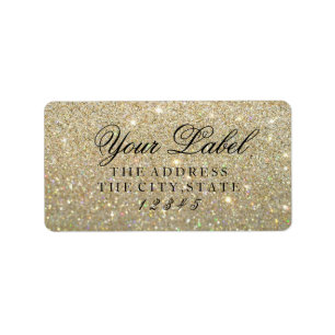 Din Anpassningsbar-etikett - Guld Glitter Fab Adressetikett