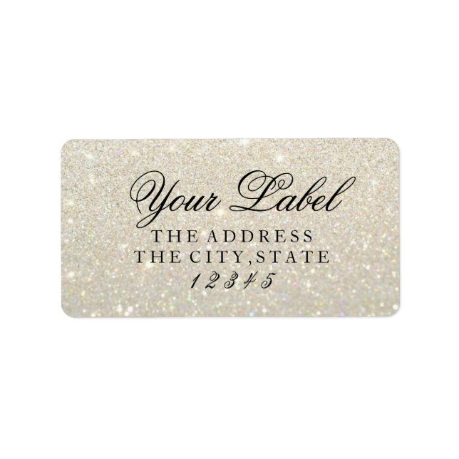 Din Anpassningsbar-etikett - White Guld Glit Fab Adressetikett (Framsidan)