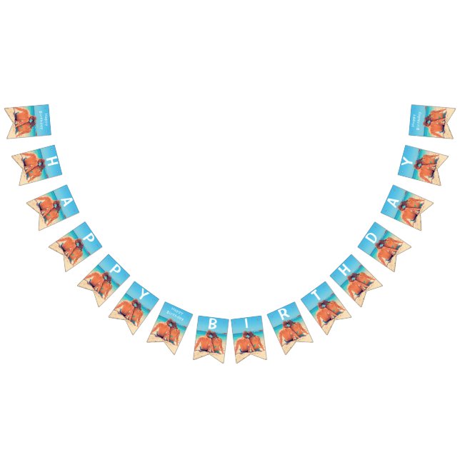 Din Anpassningsbar Foto Birthday Bunting Flaggor (Alla)