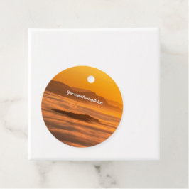 Din anpassningsbar soluppgång över skumbildslandsk gåvor etiketter