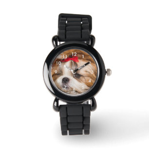 Din anpassningsbar tar hund-marionettfoto med kloc armbandsur