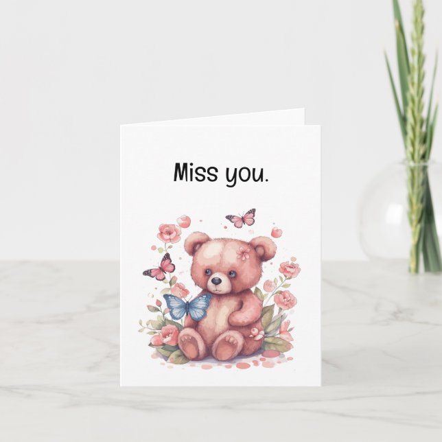 Din Anpassningsbar Text - "Miss You" Butterfly Bea Kort (Framsida)