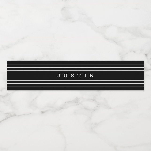 Din Anpassningsbar Text och moderna Rand | Svartvi Vattenflaska Etikett (Singel etikett)