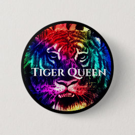 Din Anpassningsbar Text Rainbow Exotic Tiger Queen Knapp