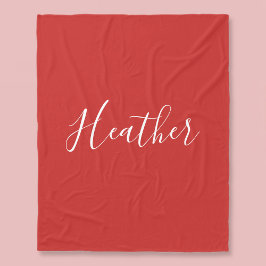 Din Anpassningsbar White Script på Red Fleecefilt