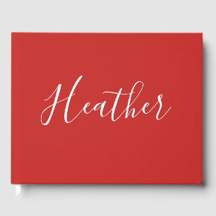 Din Anpassningsbar White Script på Red Gästböcker