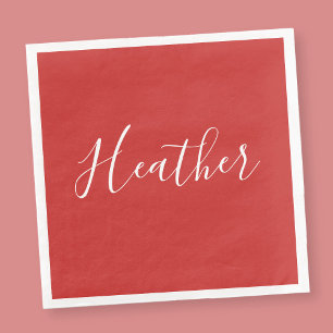 Din Anpassningsbar White Script på Red Pappersservett