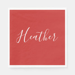 Din Anpassningsbar White Script på Red Pappersservett