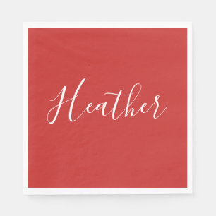 Din Anpassningsbar White Script på Red Pappersservett