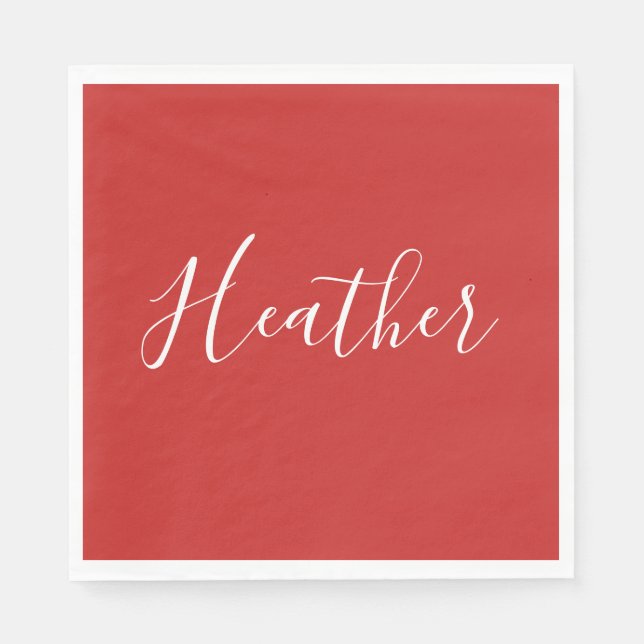 Din Anpassningsbar White Script på Red Pappersservett (Framsidan)