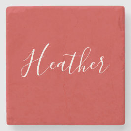 Din Anpassningsbar White Script på Red Stenunderlägg