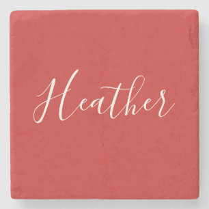 Din Anpassningsbar White Script på Red Stenunderlägg