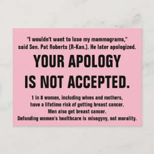 Din apologi accepteras inte. vykort