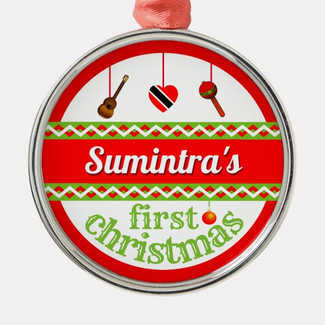 Din Baby 1:a jul (Trini) Julgransprydnad Metall (Framsidan)