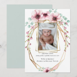 Din Baby-fotofärska Vår blommor och din blomma Inbjudningar