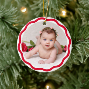 Din Baby Photo ANPASSNINGSBAR jul Red Vinkarare Julgransprydnad Keramik