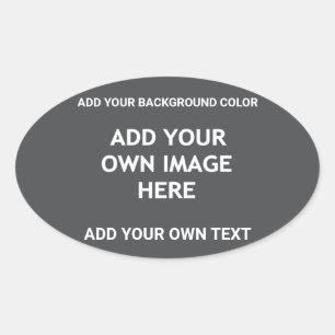 Din bakgrund färg, din bild, din egen text ovalt klistermärke