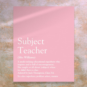 Din Bästa Lärare Någonsin Definition Rosa Poster