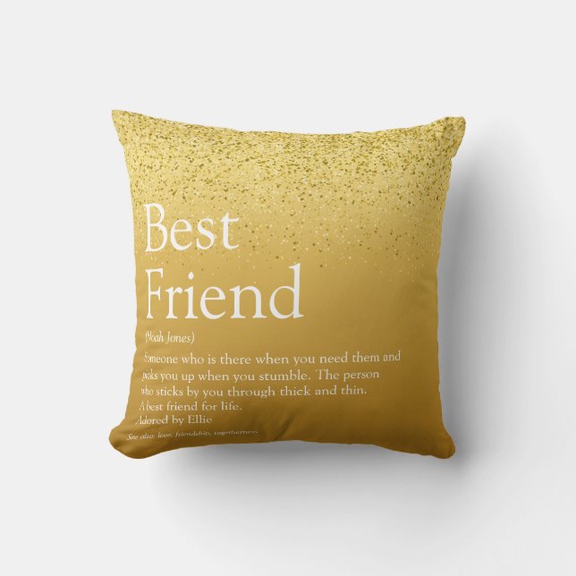 Din bästa vän Definition Glam Guld Glitter Kudde (Framsida)